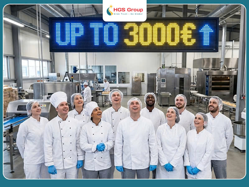 Đi Đức làm việc ngành thực phẩm với chi phí chỉ 6.500 Euro, lương 3.000 Euro cùng HGS Group